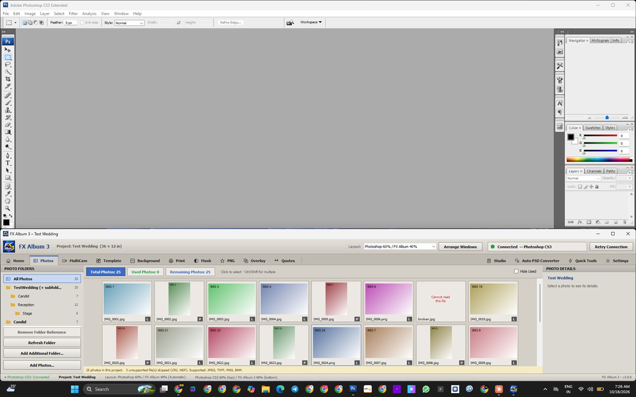 FX Album 3 working below Adobe Photoshop CS3